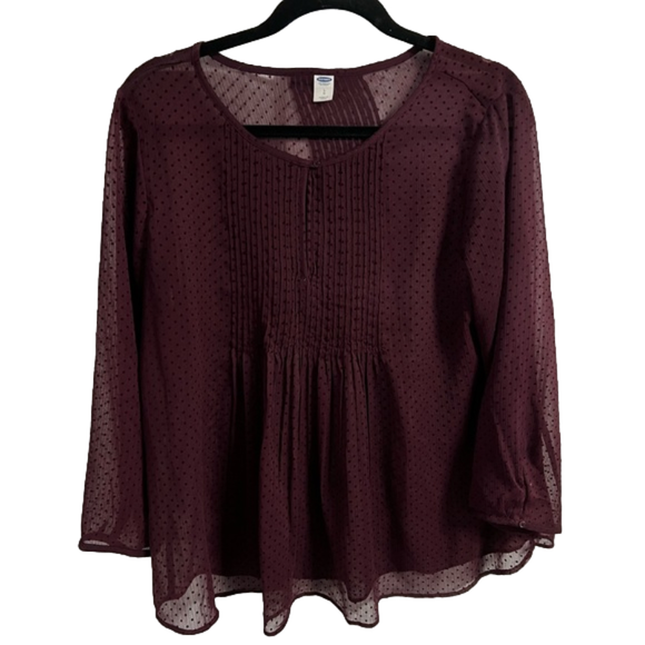 Old Navy Tops - Old Navy Burgundy Sheer Blouse